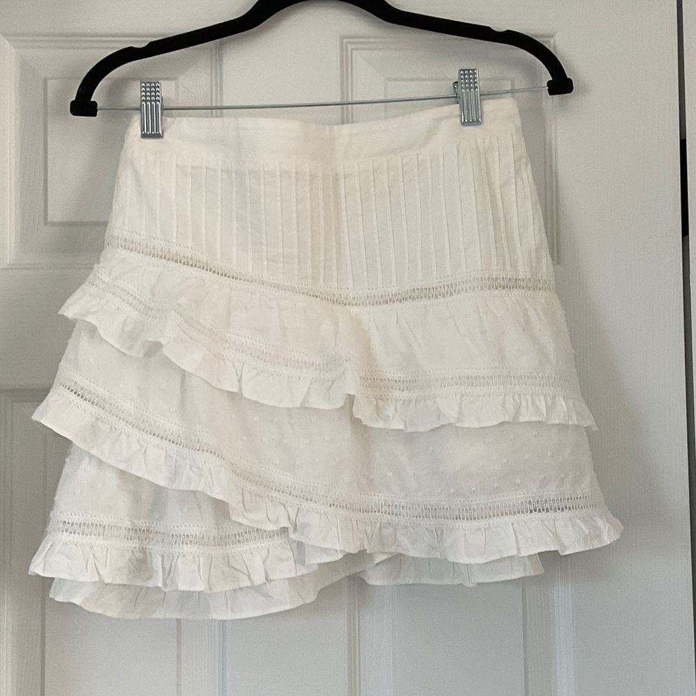 Astr White Asymmetrical Ruffle Skirt